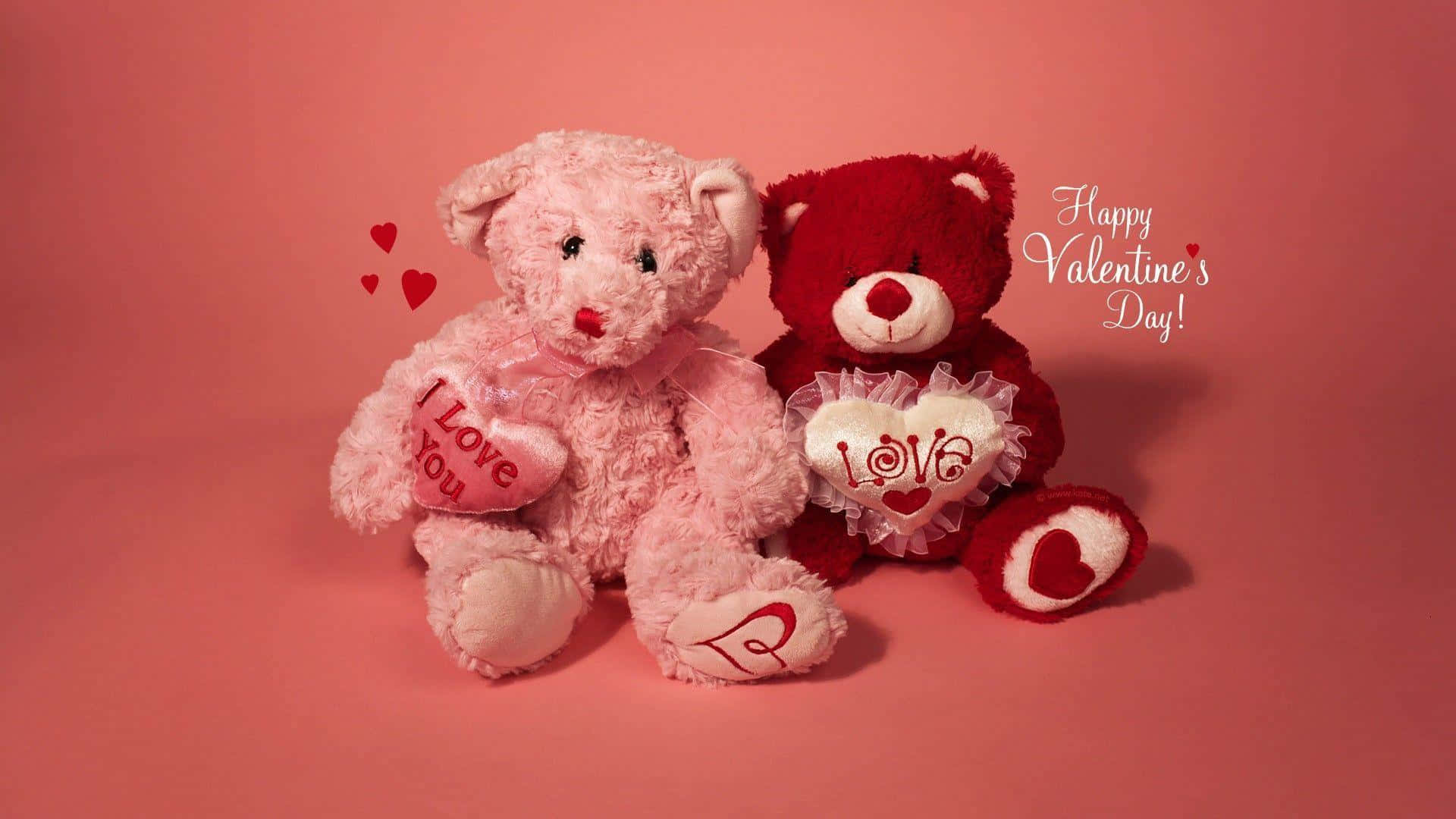Red And Pink Teddy Bear Valentines Day Background