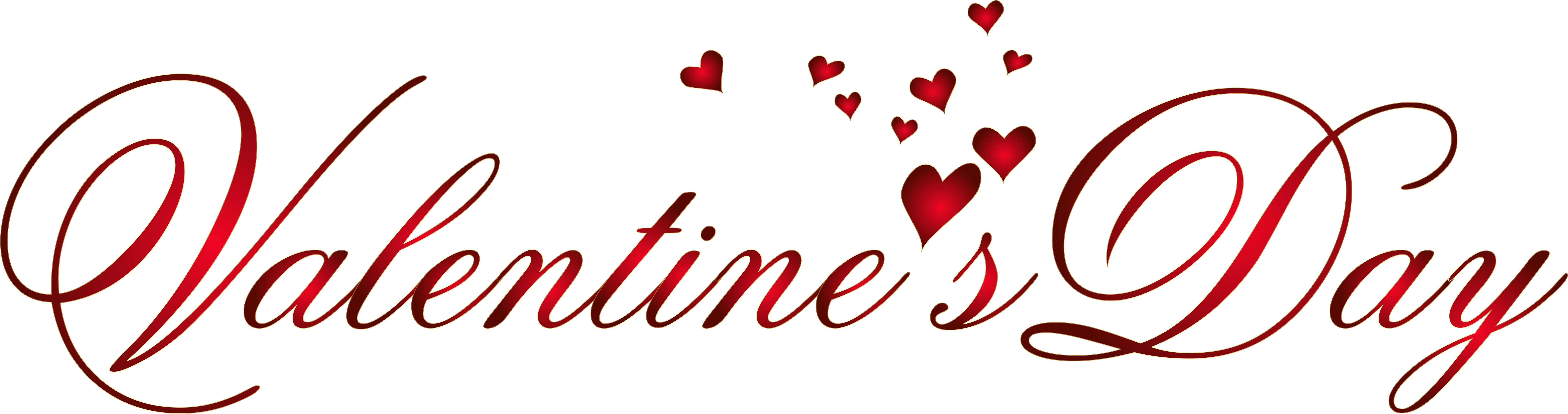 Valentines Day Calligraphy Hearts PNG