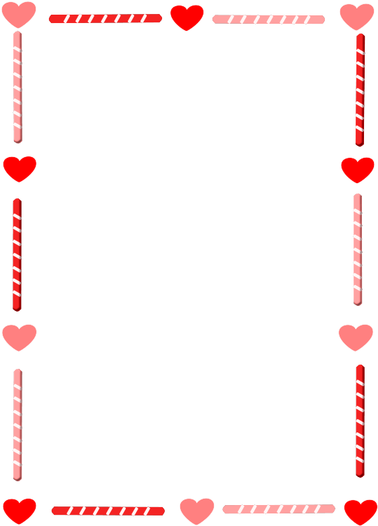Valentines Day Candy Cane Heart Border PNG