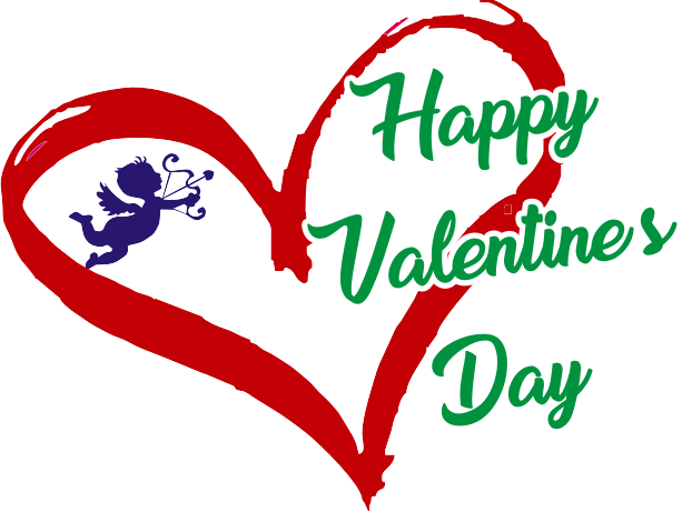 Valentines Day Cupid Heart Greeting PNG