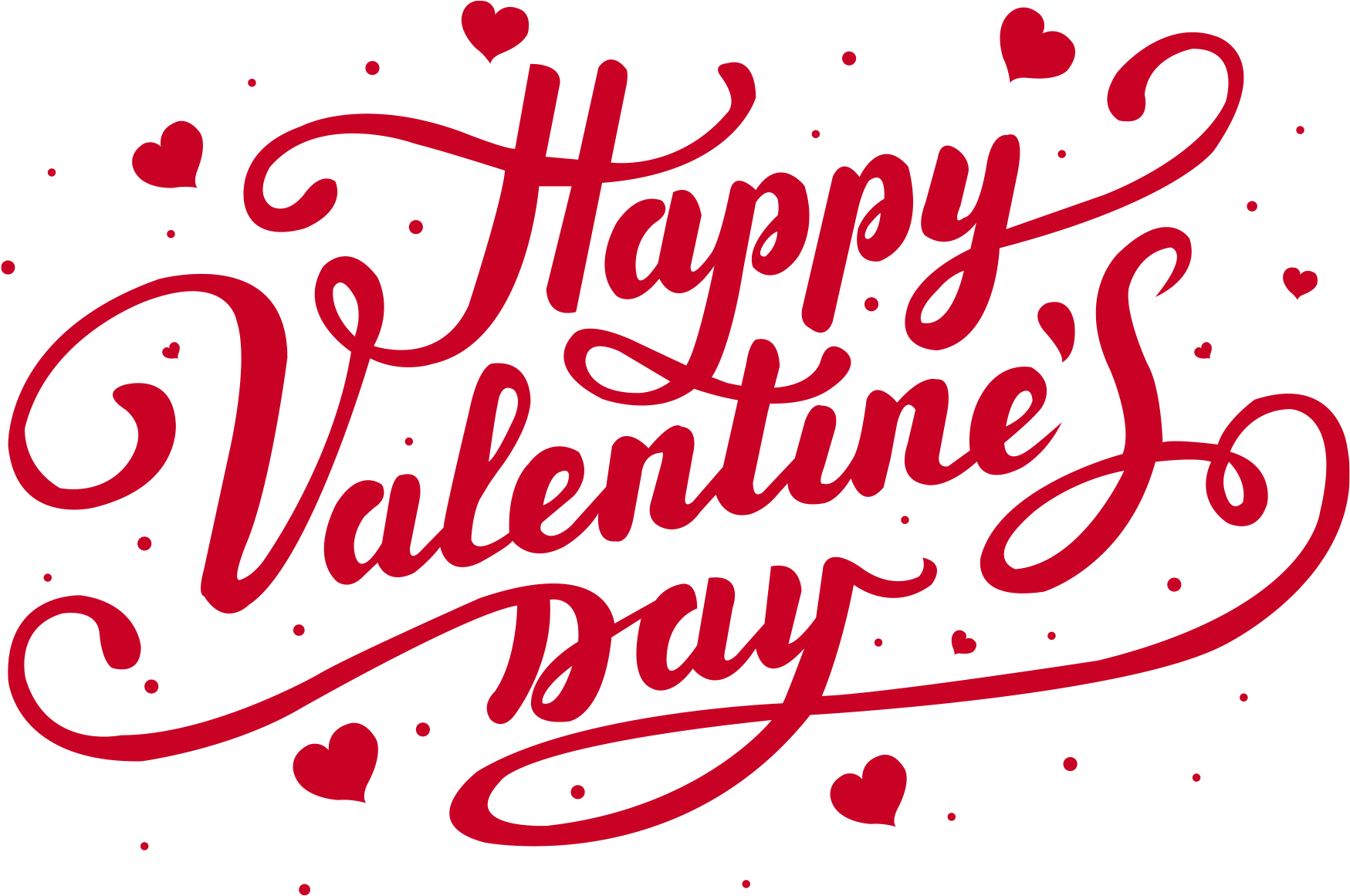 Valentines Day Cursive Text Red Hearts PNG