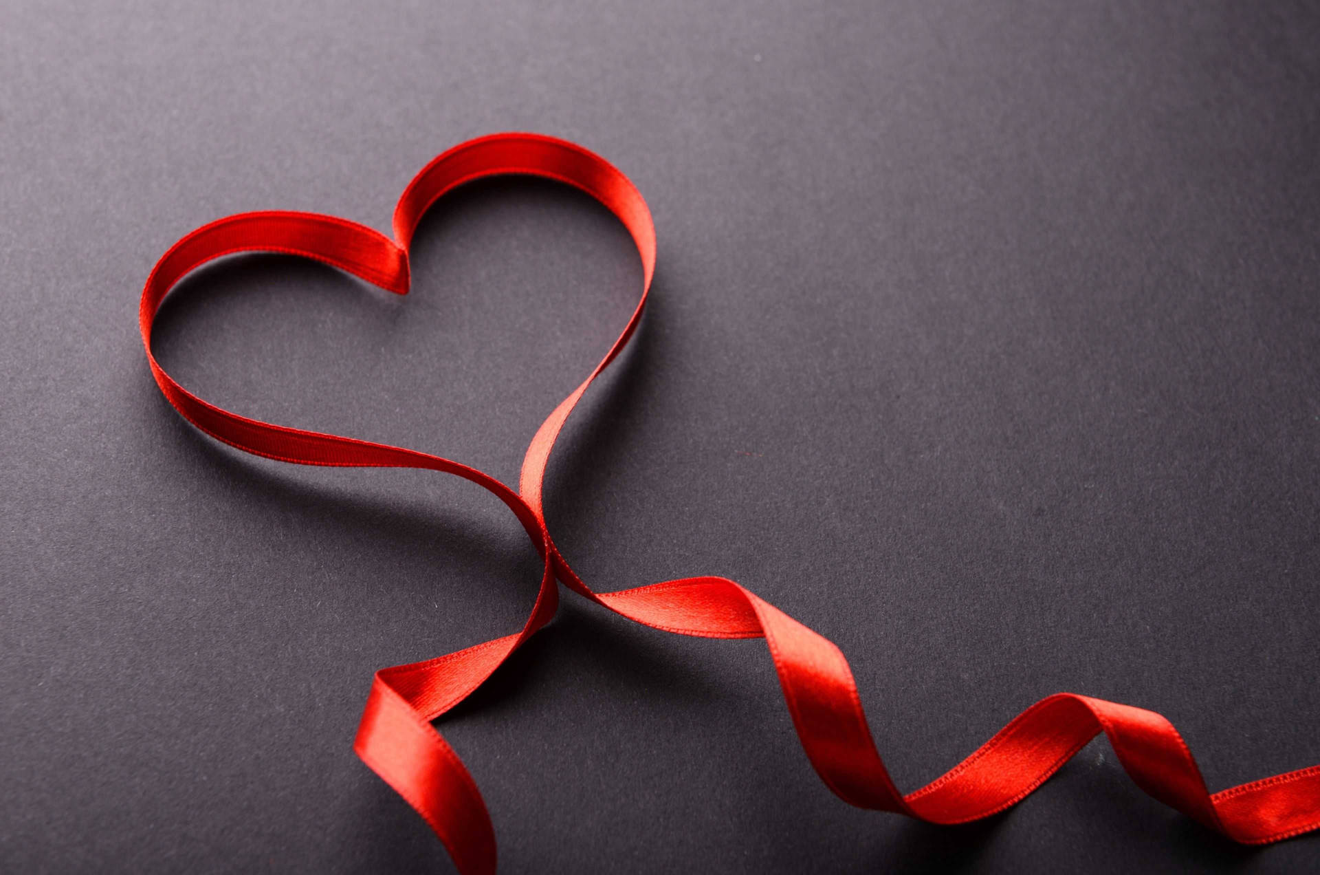 Red Ribbon Heart Valentines Day Desktop Wallpaper