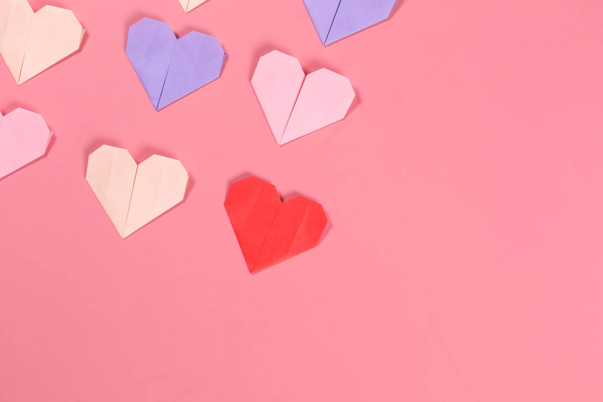 Red Paper Hearts Valentines Day Desktop Wallpaper