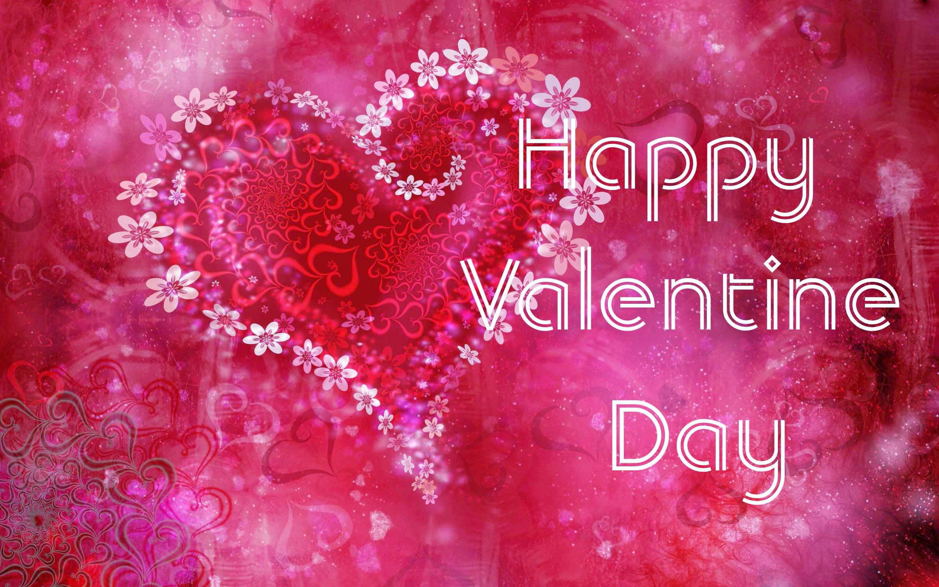 Pink Flower Heart Valentines Day Desktop Wallpaper