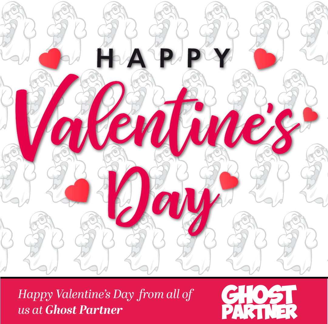 Valentines Day Ghost Theme Greeting PNG