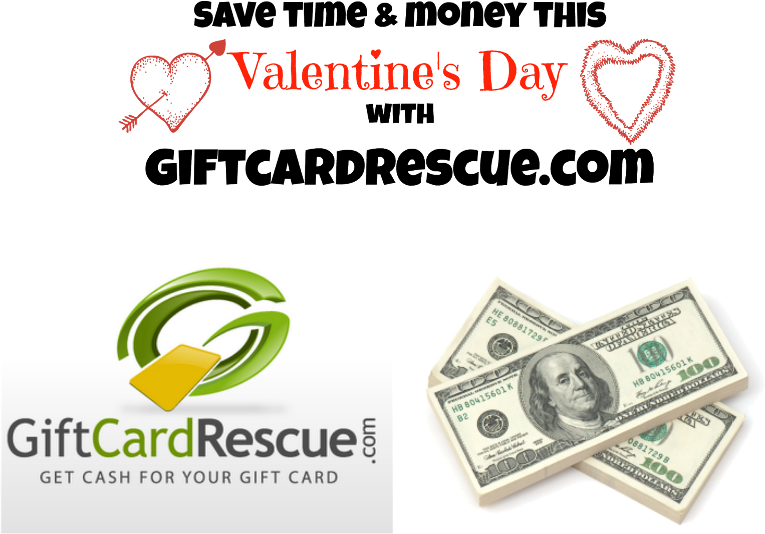 Valentines Day Gift Card Promotion100 Dollar Bills PNG