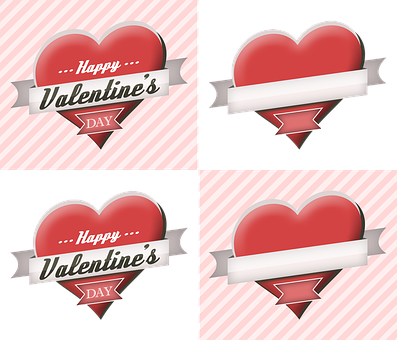 Valentines Day Heart Banners PNG