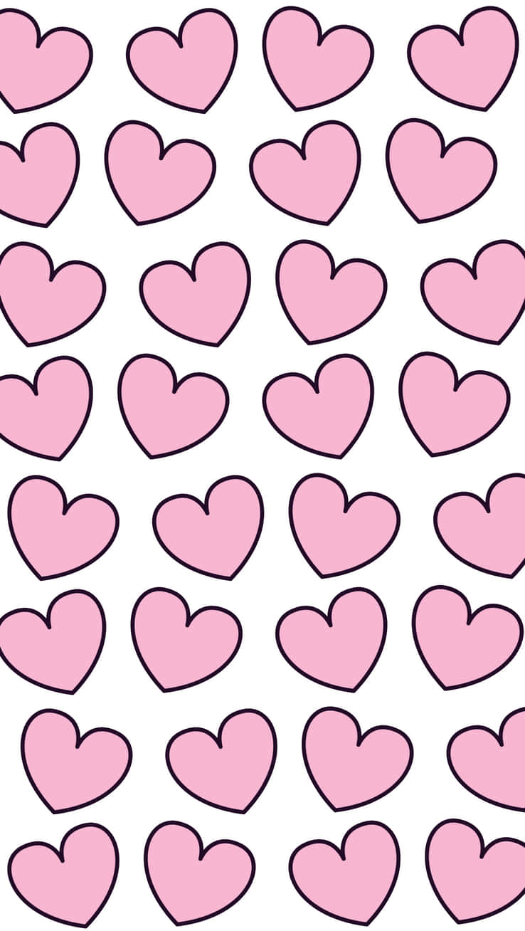 Pink Hearts On A White Background Wallpaper