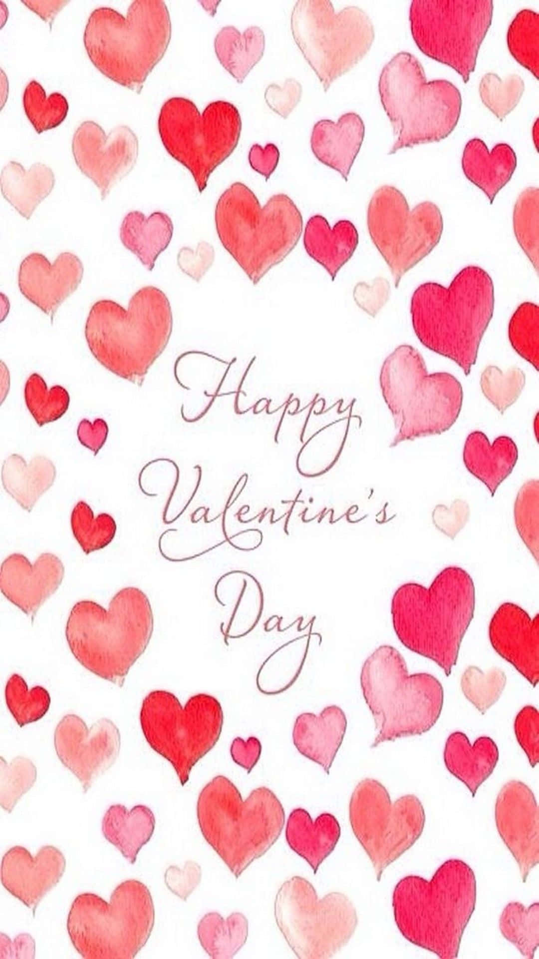 Happy Valentine's Day Watercolor Hearts Wallpaper