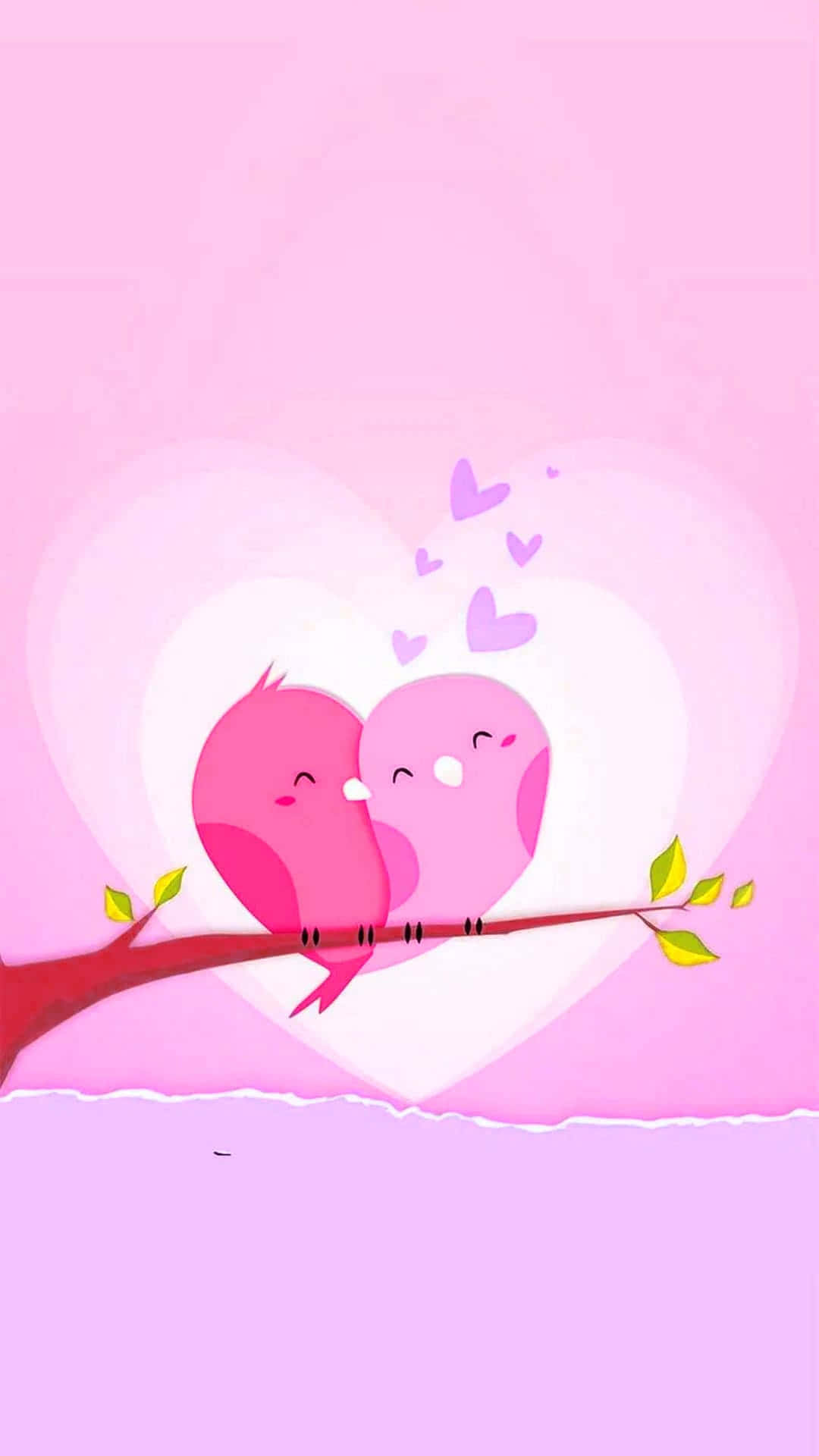 Valentine's Day Phone Kissing Birds Wallpaper