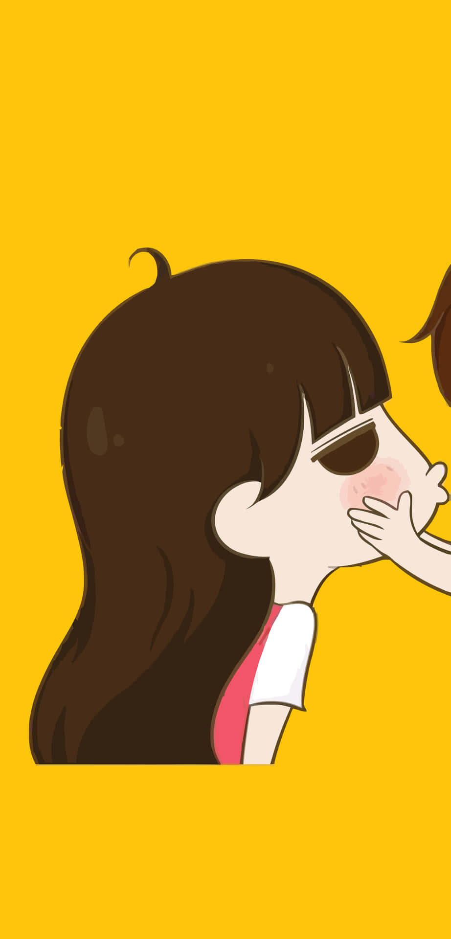 En pige kysser en dreng på kinden. Wallpaper
