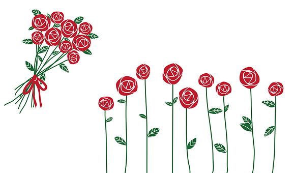 Valentines Day Red Roses Illustration PNG