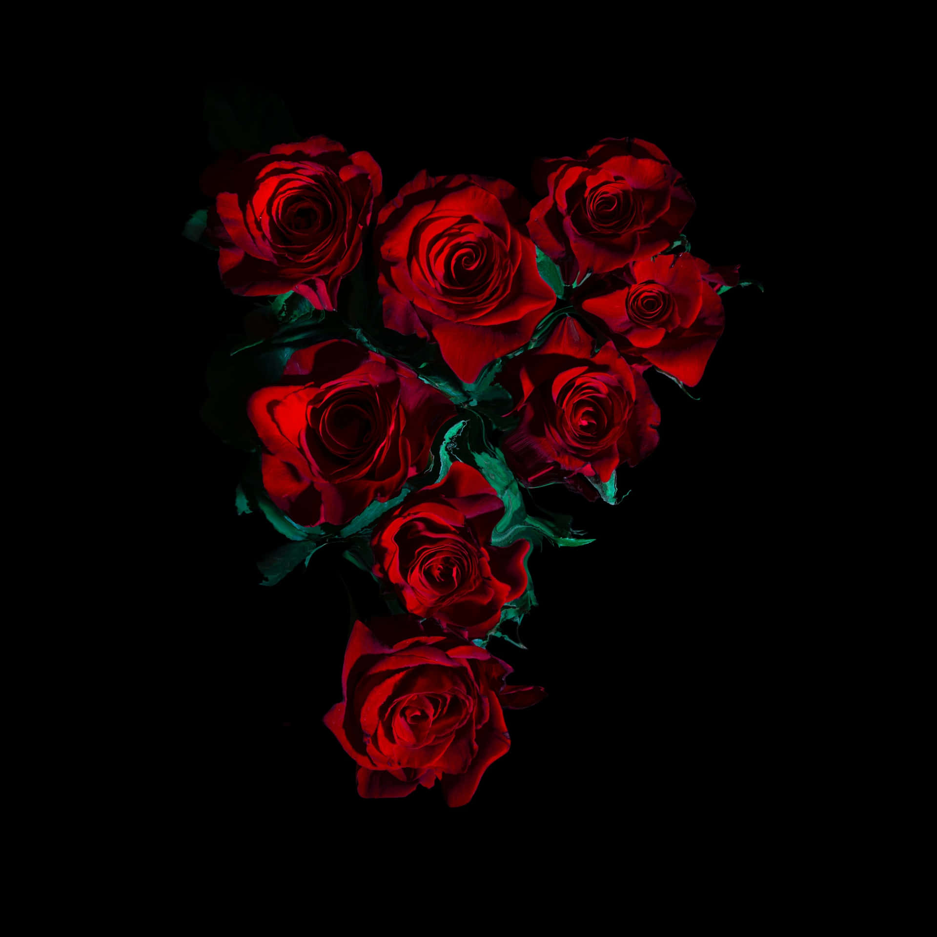 A Black Background With Red Roses On It Wallpaper