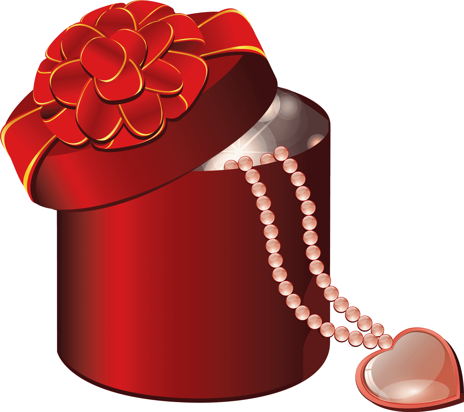 Valentines Gift Boxand Pearl Necklace PNG