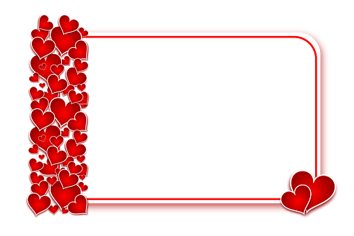 Valentines Heart Border Postcard PNG