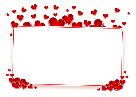 Valentines Heart Border Postcard PNG