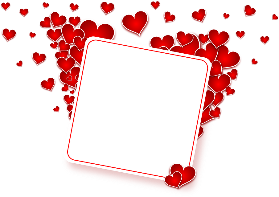 Valentines Heart Frame Signboard PNG