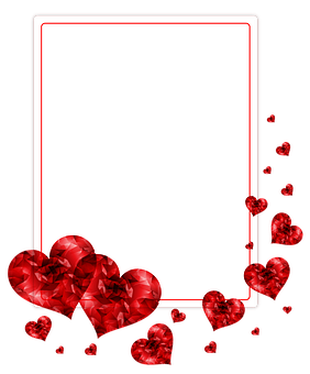 Valentines Heart Gemstone Postcard Template PNG