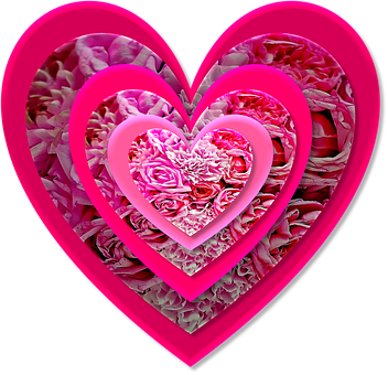 Valentines Heart Nesting Roses PNG
