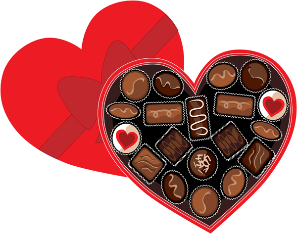 Valentines Heart Shaped Chocolate Box PNG