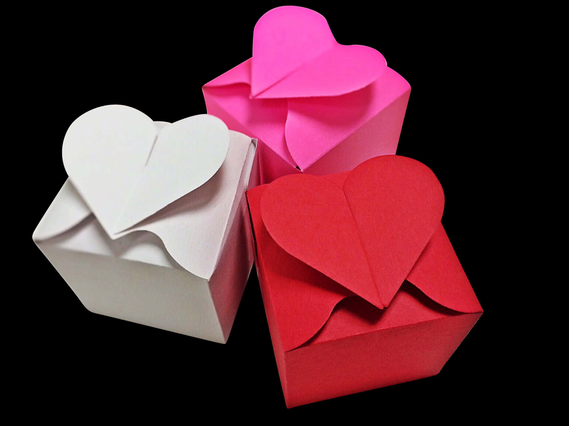 Valentines Heart Shaped Paper Boxes PNG