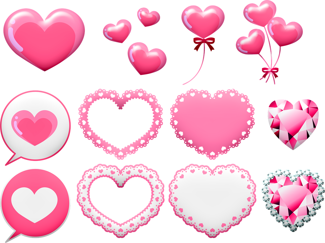 Valentines Hearts Collection PNG