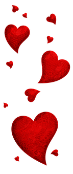 Valentines Hearts Floating Black Background PNG