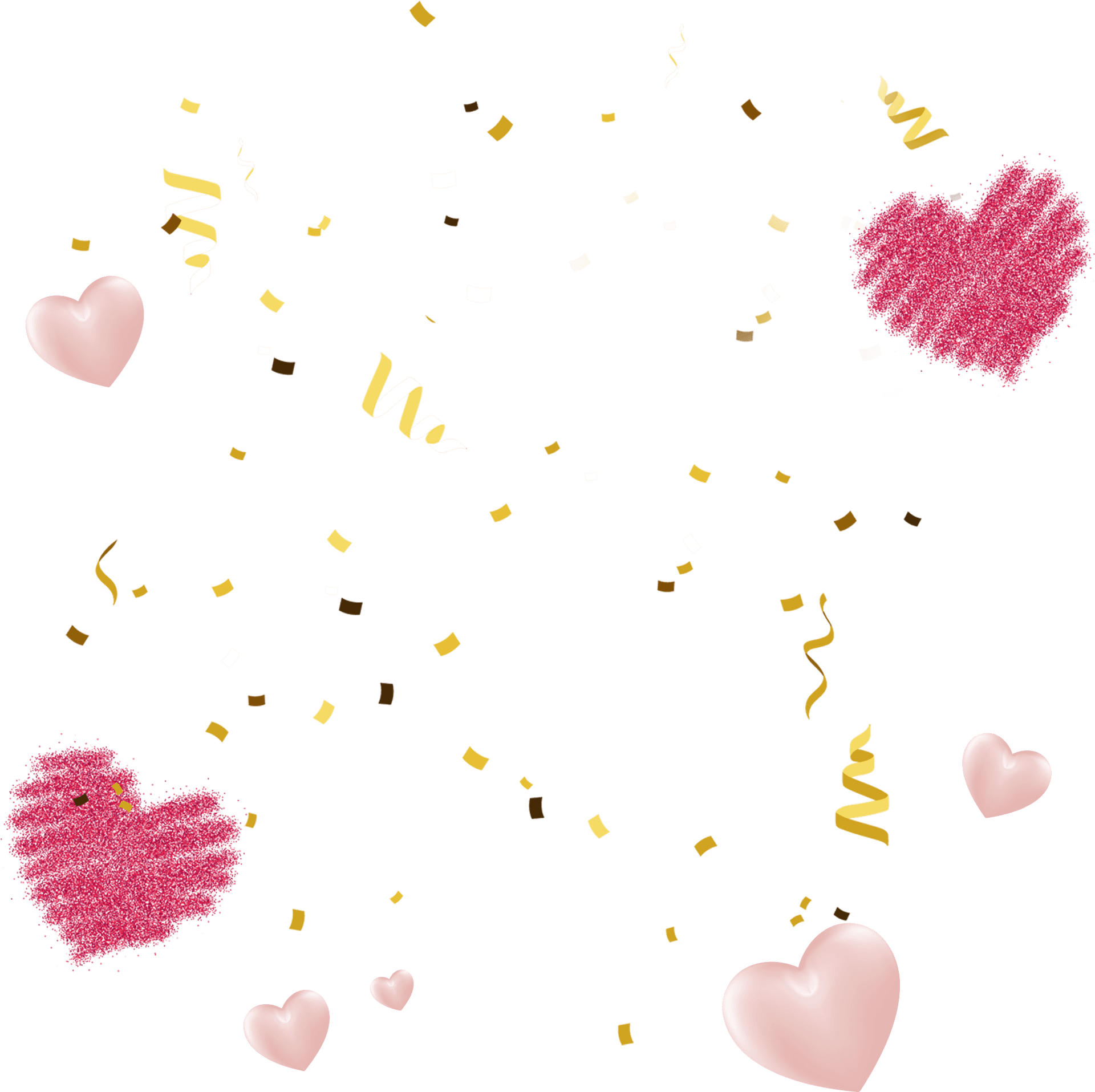 Valentines Heartsand Confetti PNG