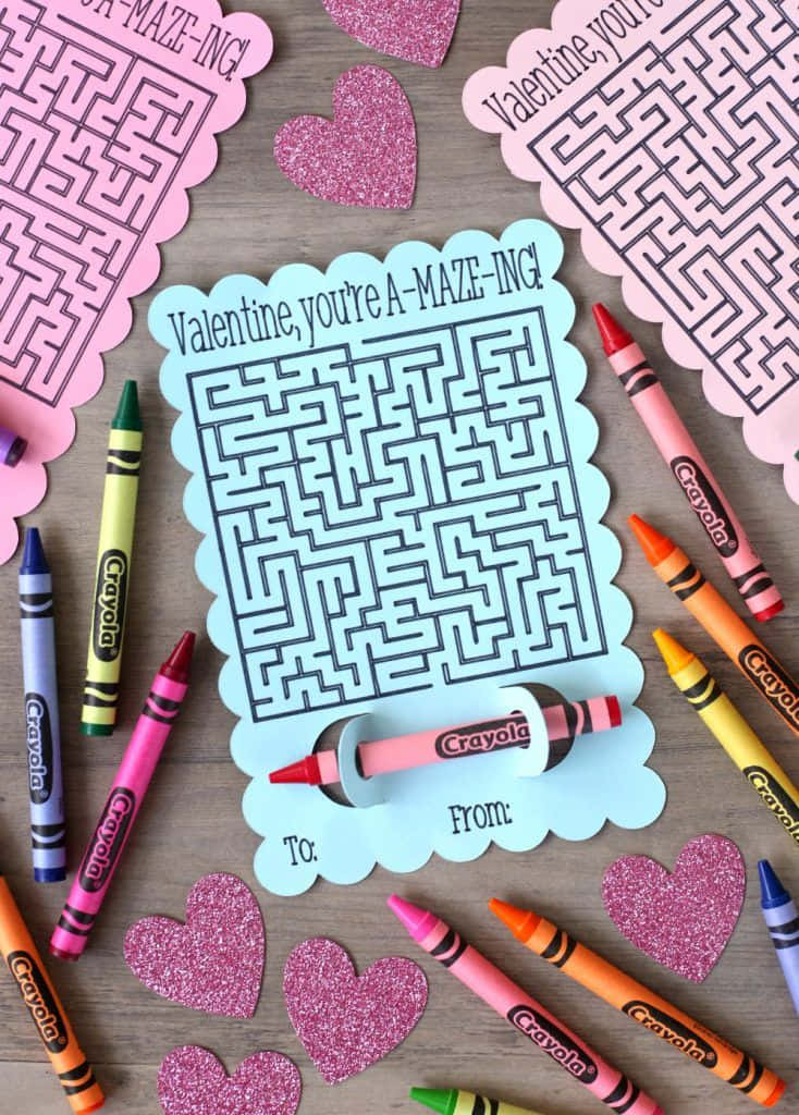 Valentines Maze With Crayons Pictures Wallpaper