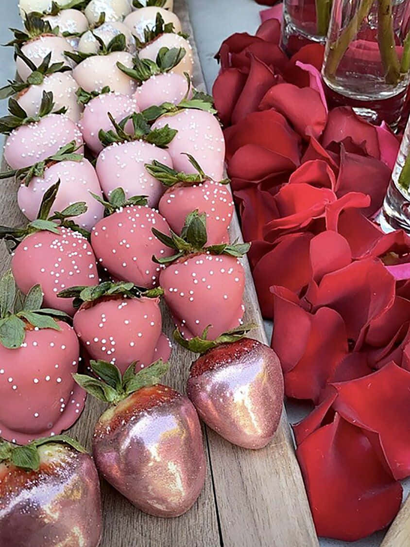 Bildervon Mit Schokolade Überzogenen Erdbeeren Zum Valentinstag.