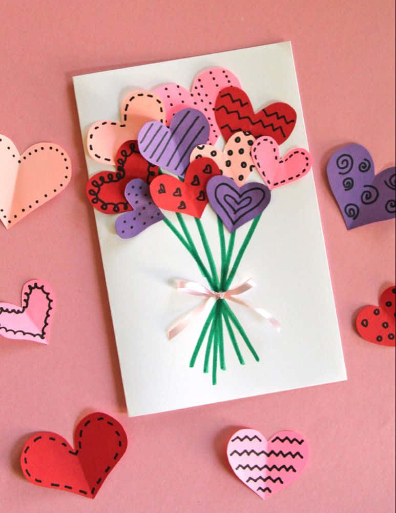 Bouquet Of Hearts Valentines Card Picture