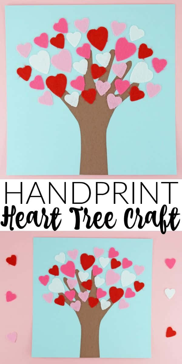 Håndtryk hjerte træ kunsthåndværk for børn