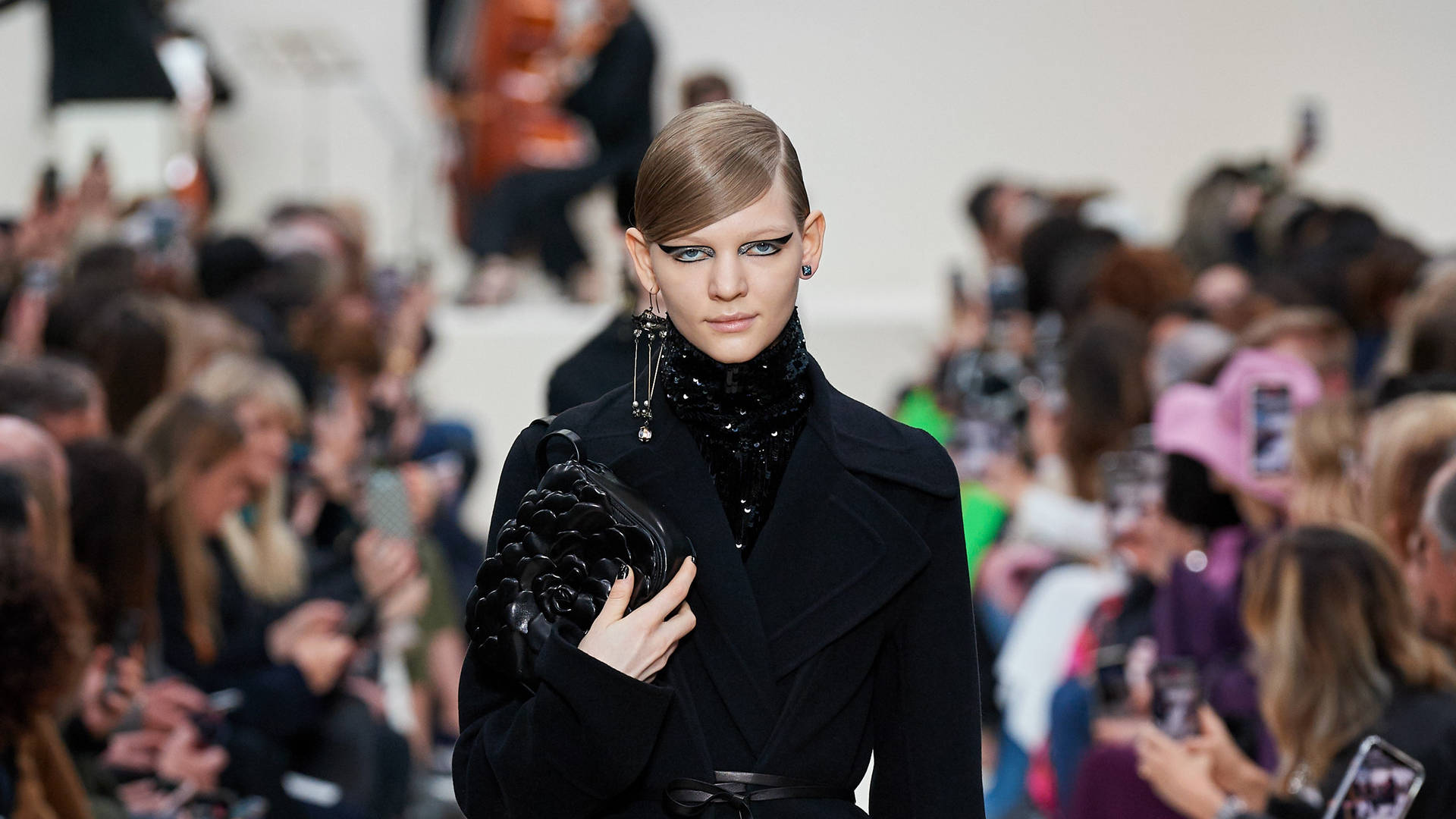 Valentino Model In Black Outfit Background