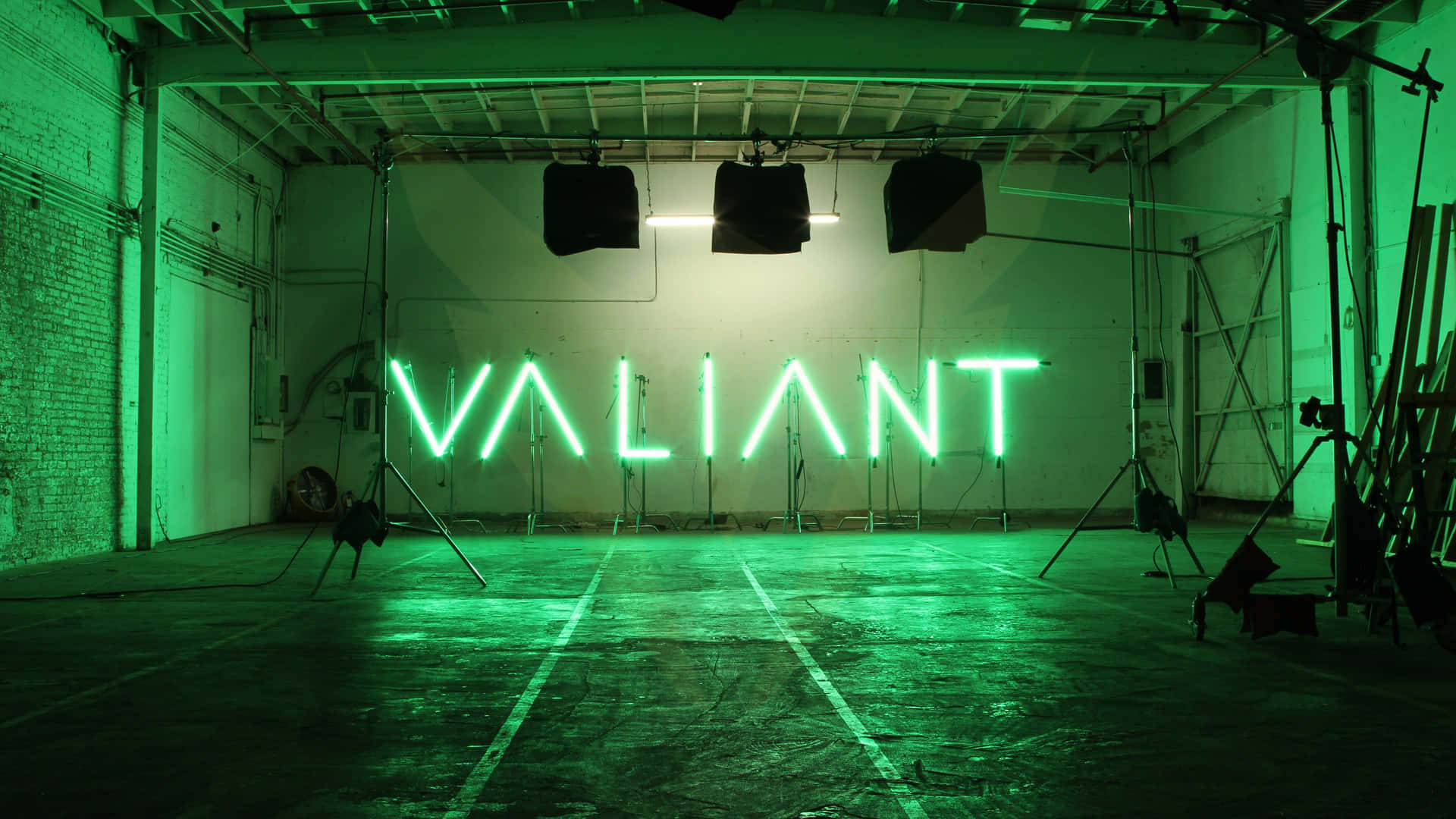 Valiant Word In Neon Green Desktop Wallpaper