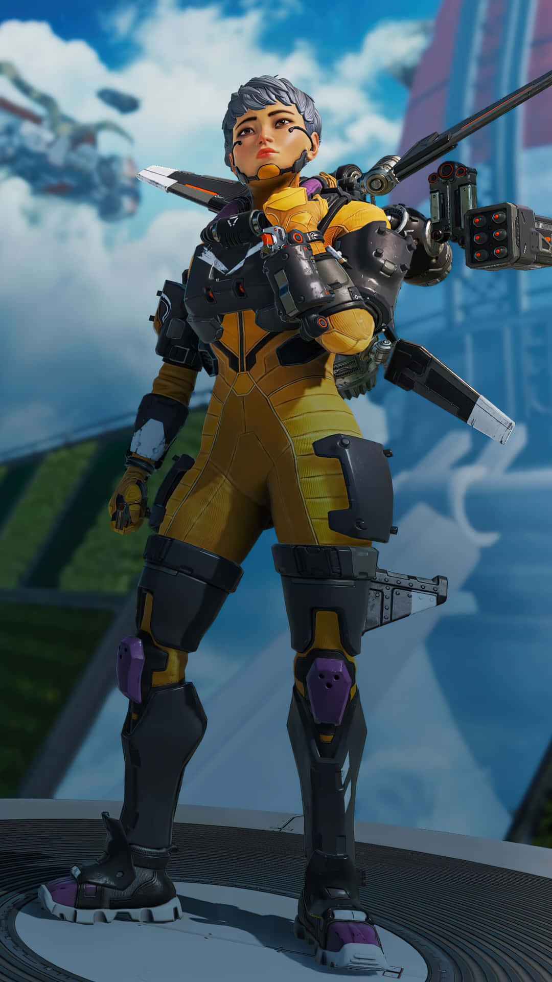 Valkyrie Apex Legends In Yellow Suit Wallpaper