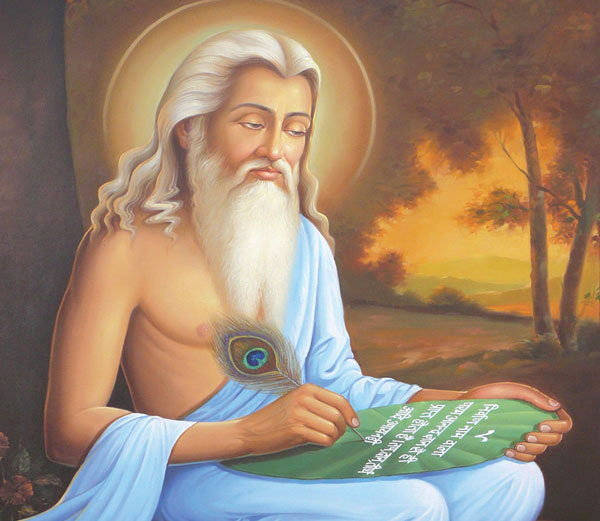 Valmiki In Blue Writing A Poem Wallpaper