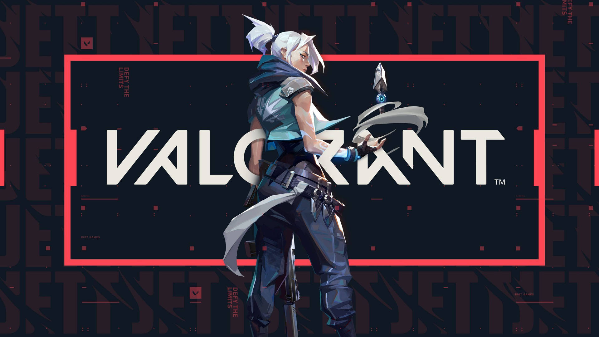 Valorant Computer Jett And Logo Wallpaper