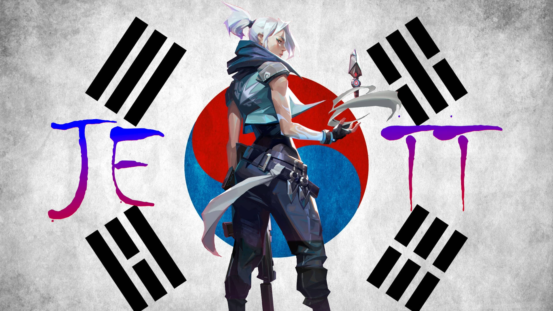 Valorant Jett South Korean Flag Fanart Wallpaper