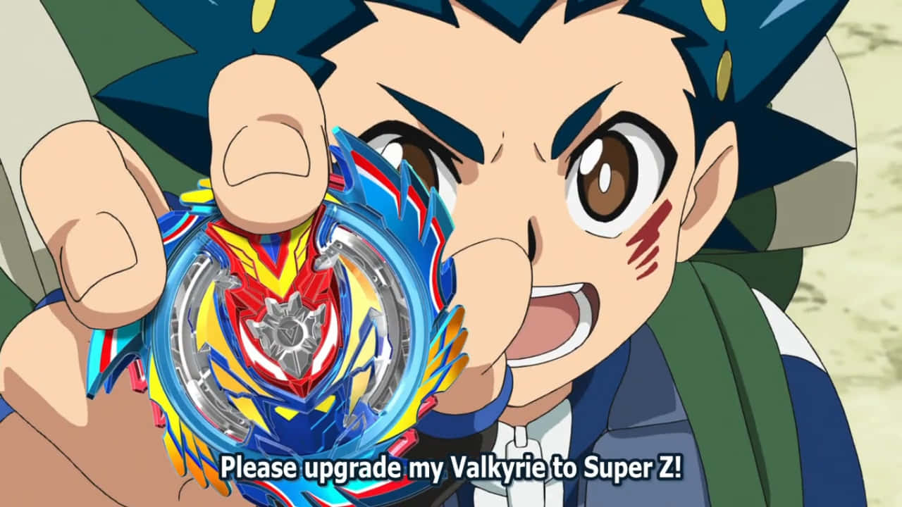 Valt Aoi Houdt Valkyrie Beyblade Vast Achtergrond