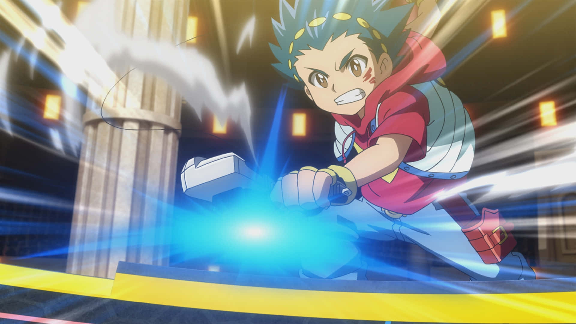 Valt Aoi Lanceert Beyblade Anime Actie Achtergrond