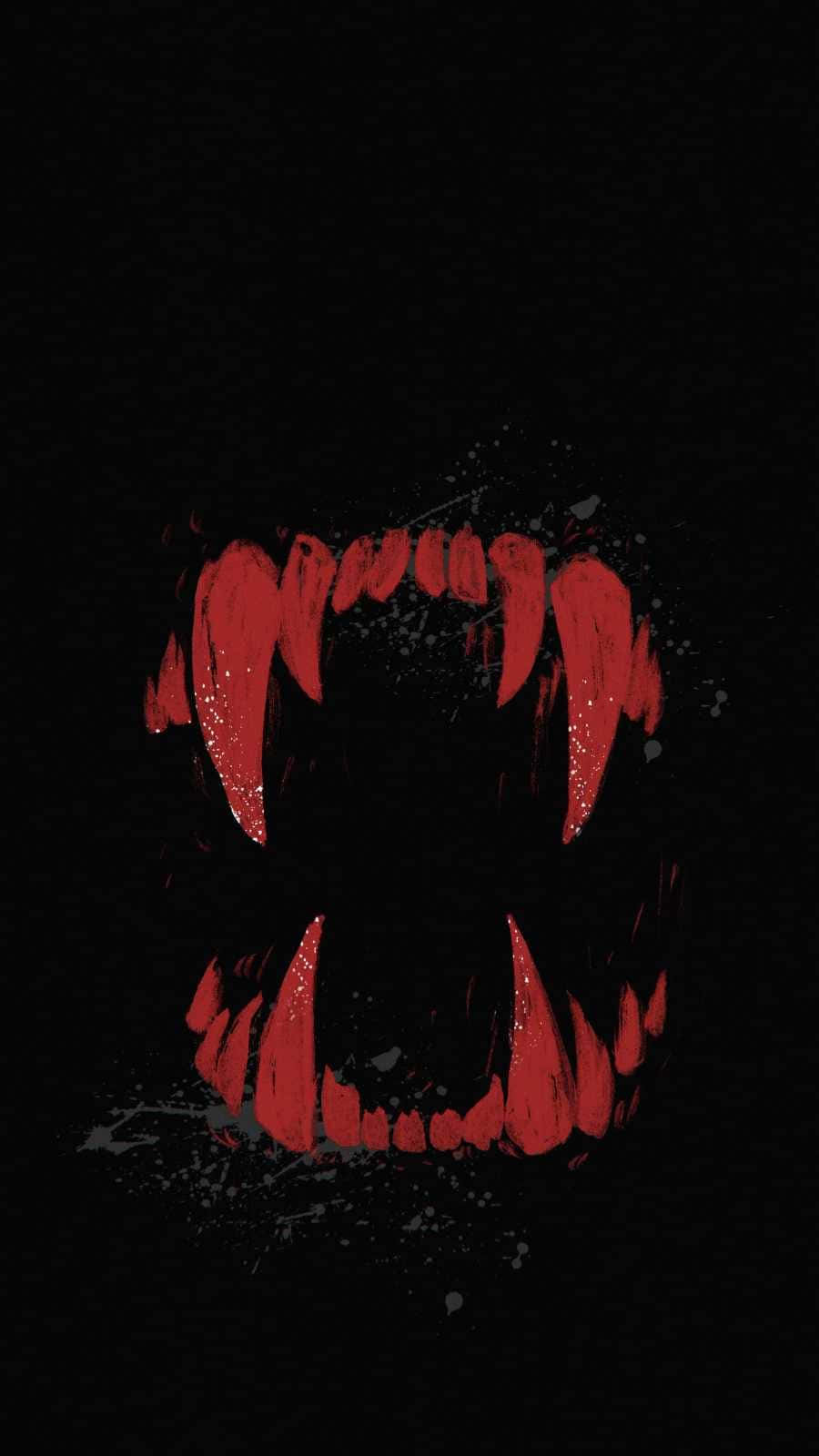 A Black Background With Red Teeth On It Wallpaper