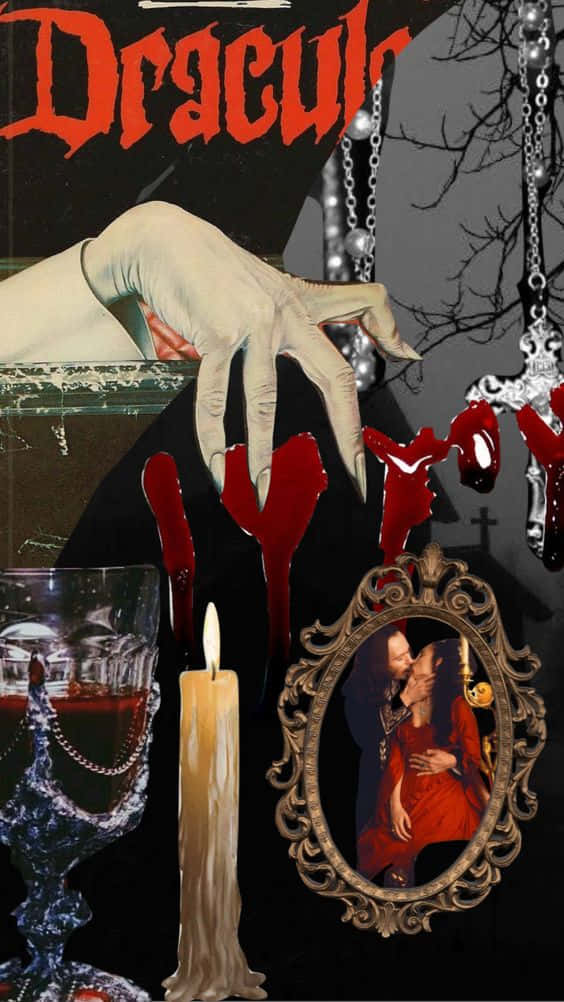 Draculaun Collage Di Immagini Con La Scritta Dracula Sfondo