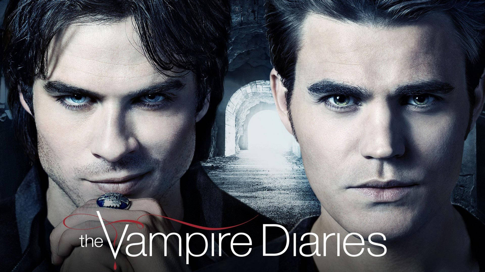 Vampirediaries Damon Och Stefan. (note: This Is Already In Swedish And Does Not Need To Be Translated As It Is The Same Phrase In Both Languages) Wallpaper