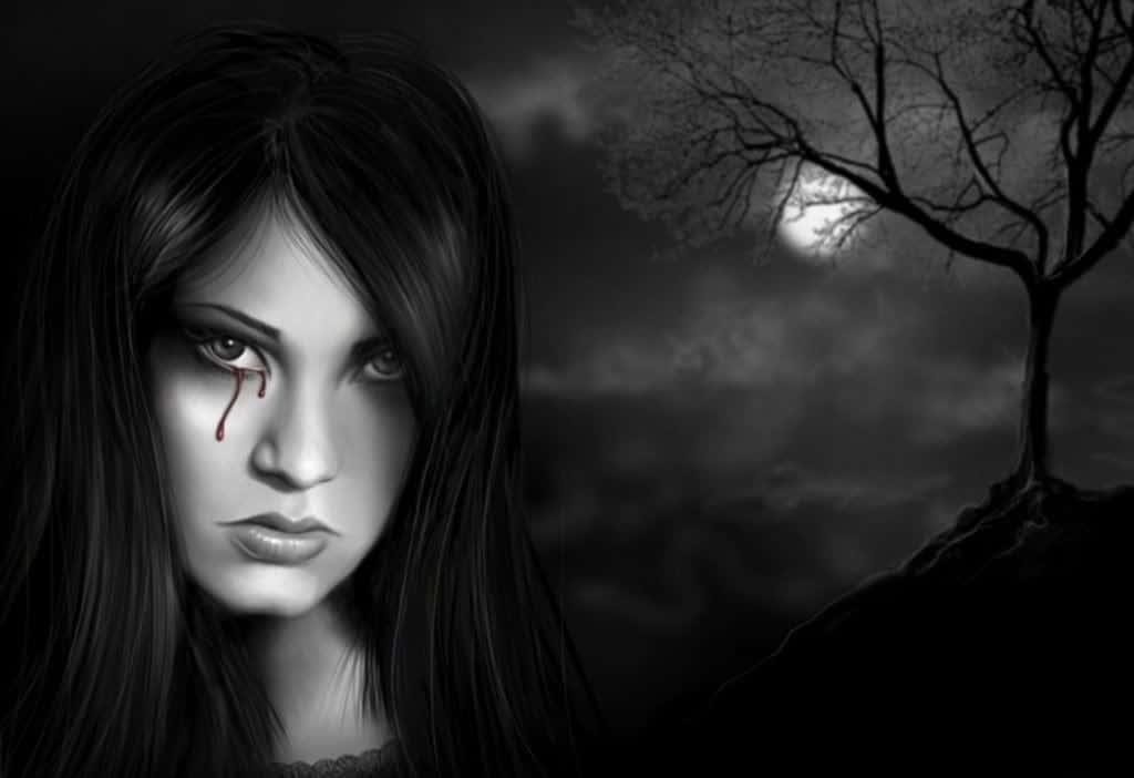 Vampire Girl Crying With Blood Wallpaper
