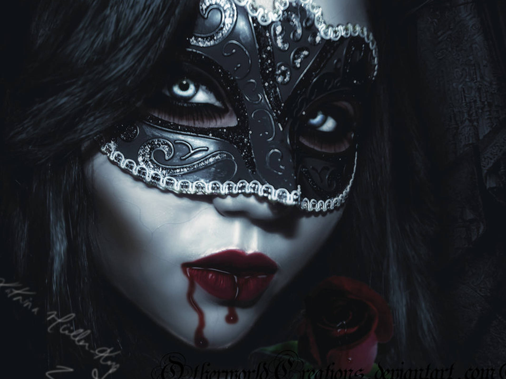 Vampire Girl Masquerade Mask