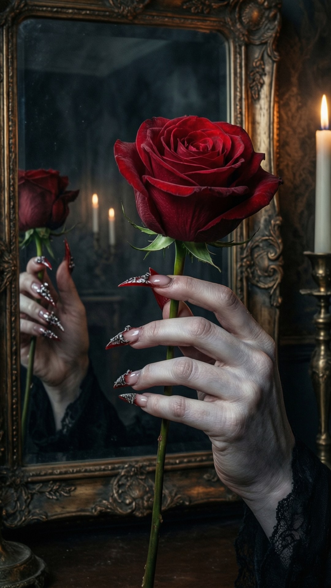 Refleksi Vampir dengan Taring Wallpaper