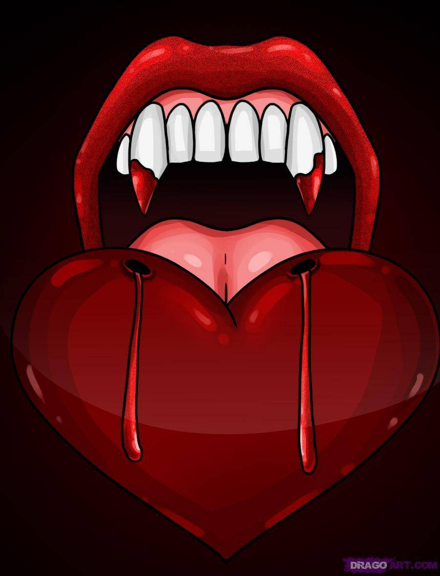 Vampire Teeth Bitten Heart