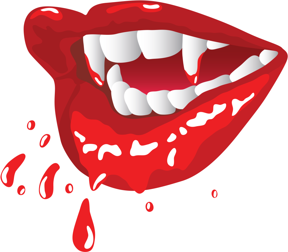 Vampire Teeth Red Lips Illustration.png PNG