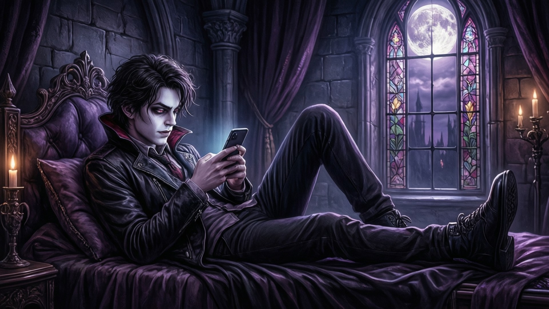 Vampire Texting Wallpaper