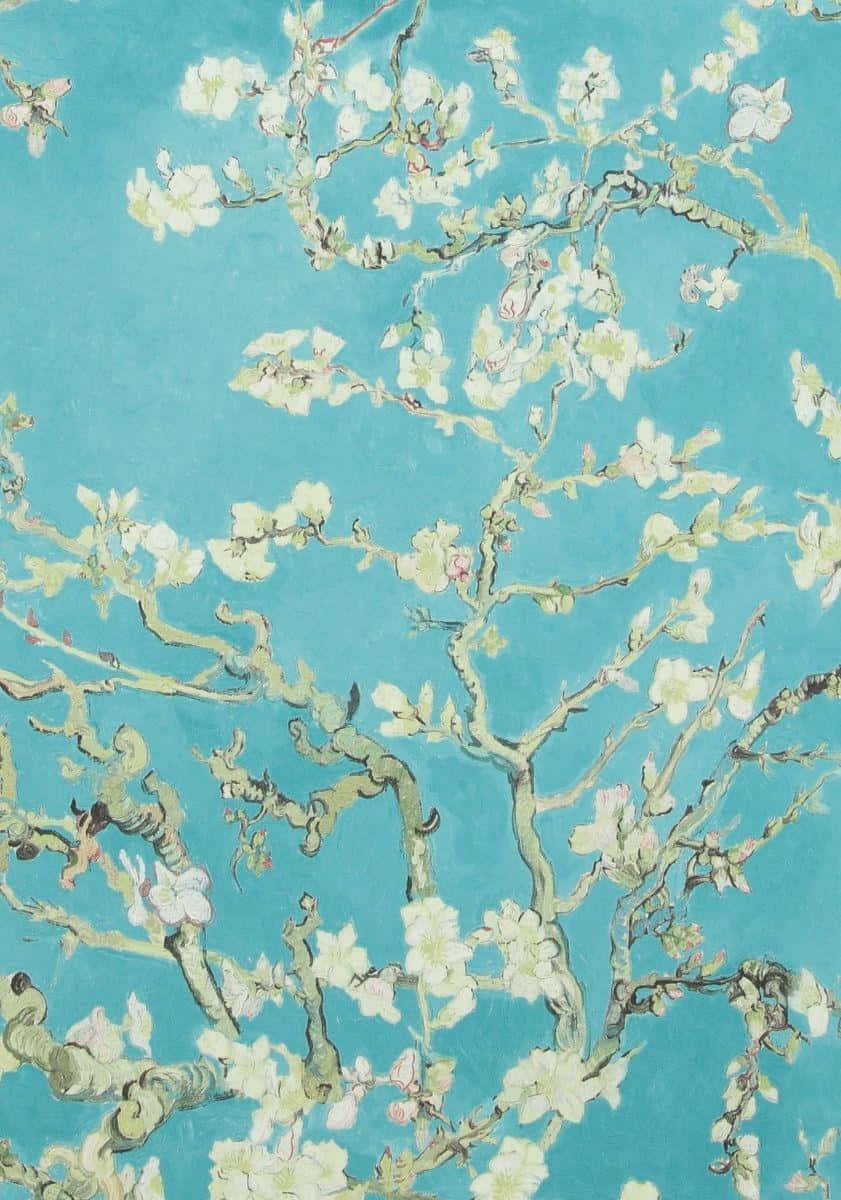 Et billede af Almond Blossoms af Vincent Van Gogh pryder væggene. Wallpaper